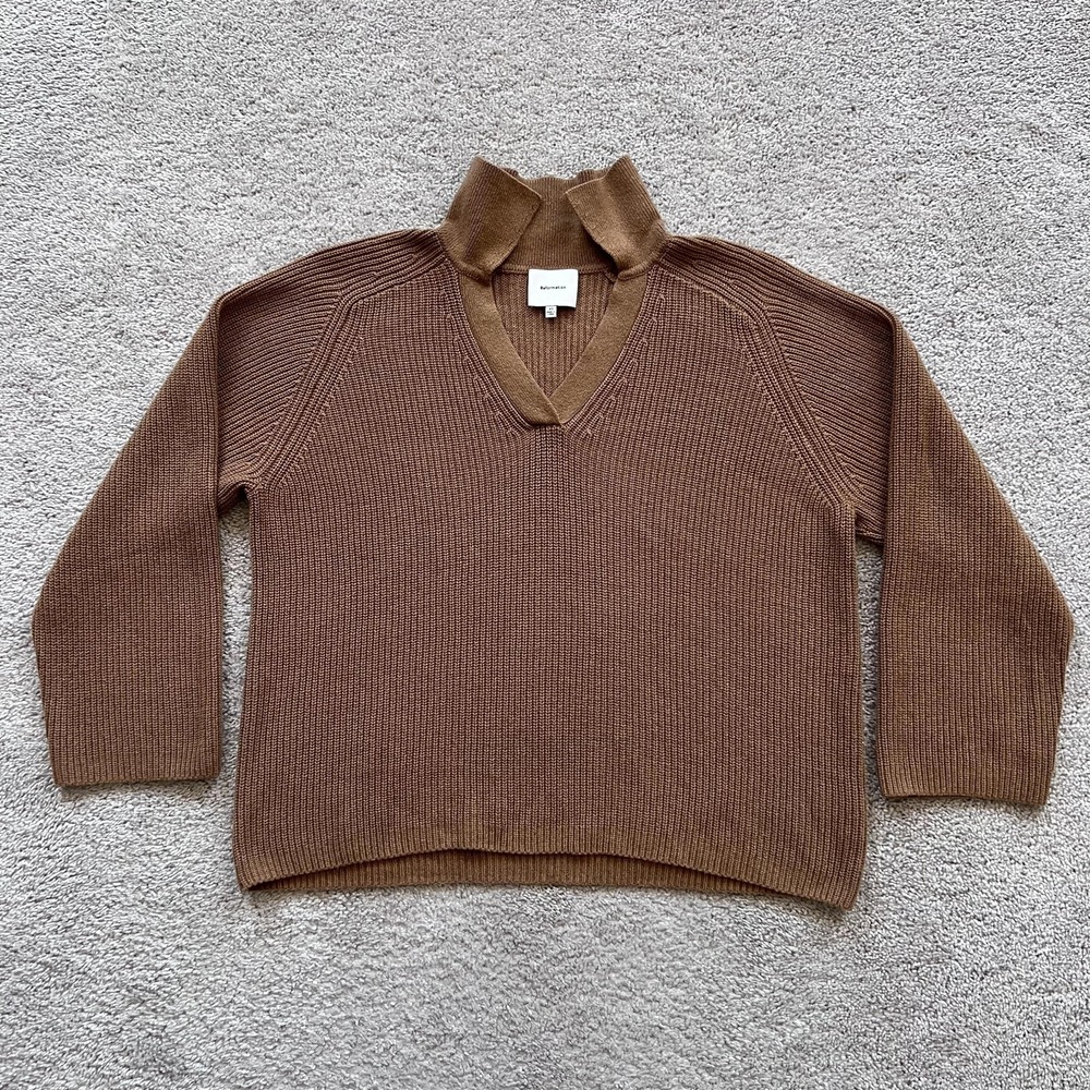 Reformation Esther Cashmere Blend Oversized Polo Sweater Brown Size XS